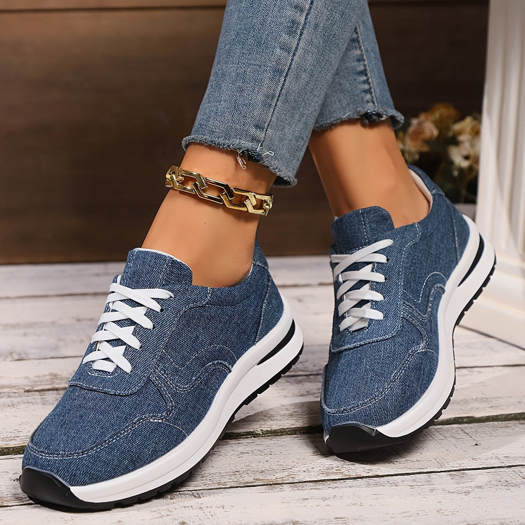 Sneakers For Women | Lace Front Blue Denim Style Design