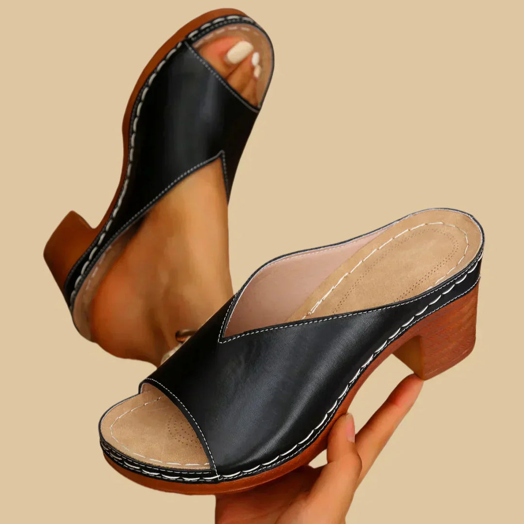 Sandals For Women | Open Toe Block Heel Slide