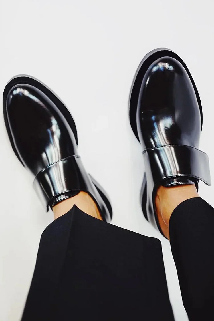 Loafers for Women | Strap Detail Glossy Finish