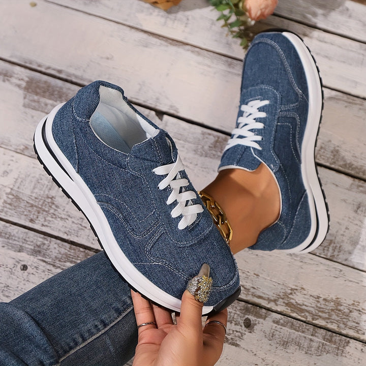 Sneakers For Women | Lace Front Blue Denim Style Design