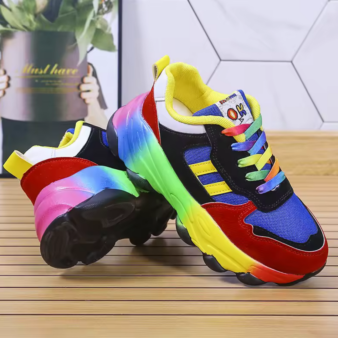 Sneakers For Women |  Lace-Up Multi Color Thick Sole Sneakers