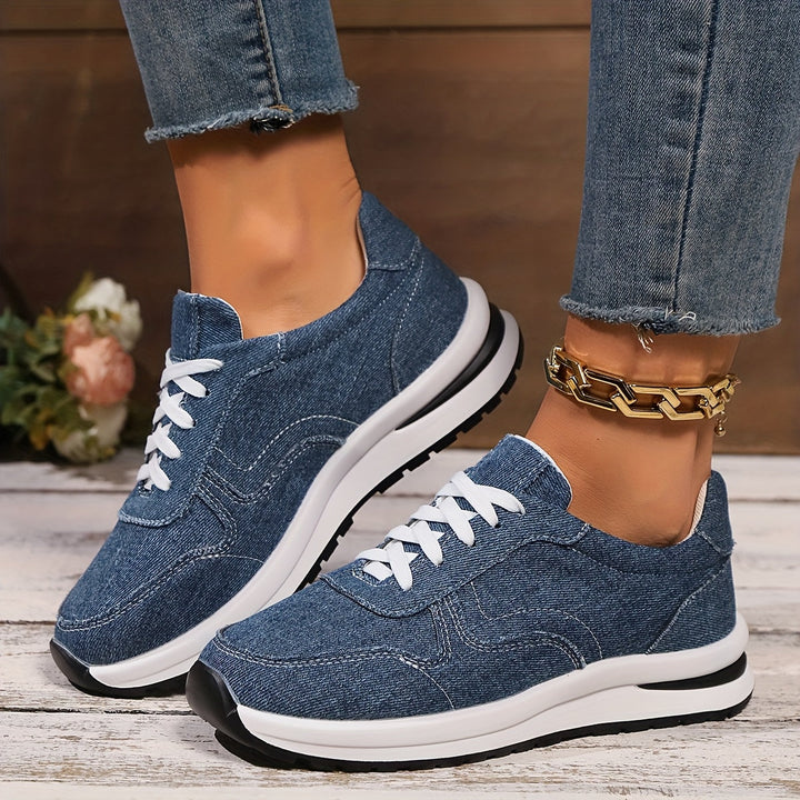 Sneakers For Women | Lace Front Blue Denim Style Design