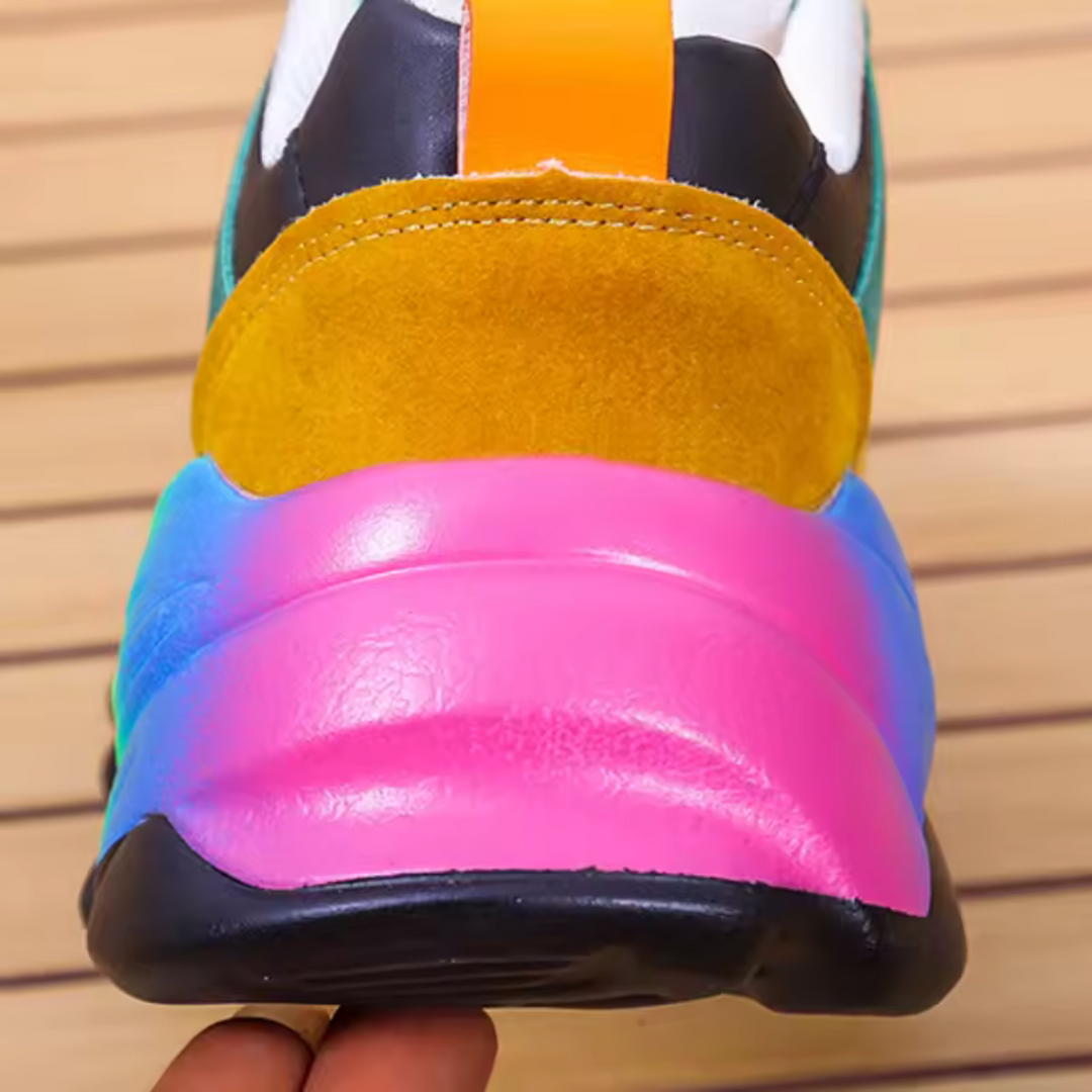 Sneakers For Women |  Lace-Up Multi Color Thick Sole Sneakers