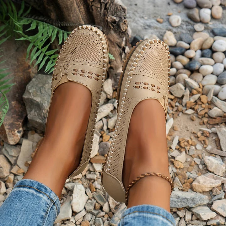 Loafers For Women | Perforated Closed Toe Slip-On