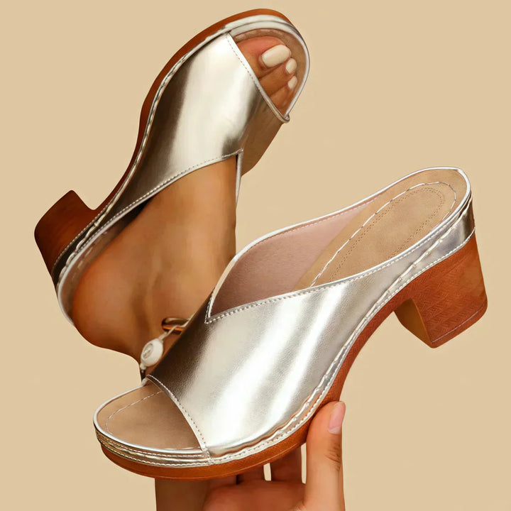 Sandals For Women | Open Toe Block Heel Slide