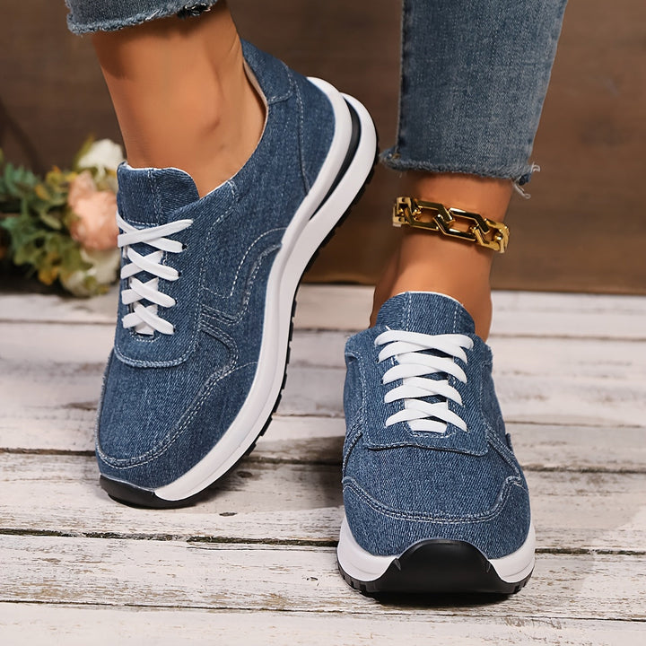 Sneakers For Women | Lace Front Blue Denim Style Design