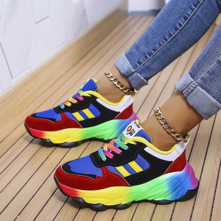 Sneakers For Women |  Lace-Up Multi Color Thick Sole Sneakers