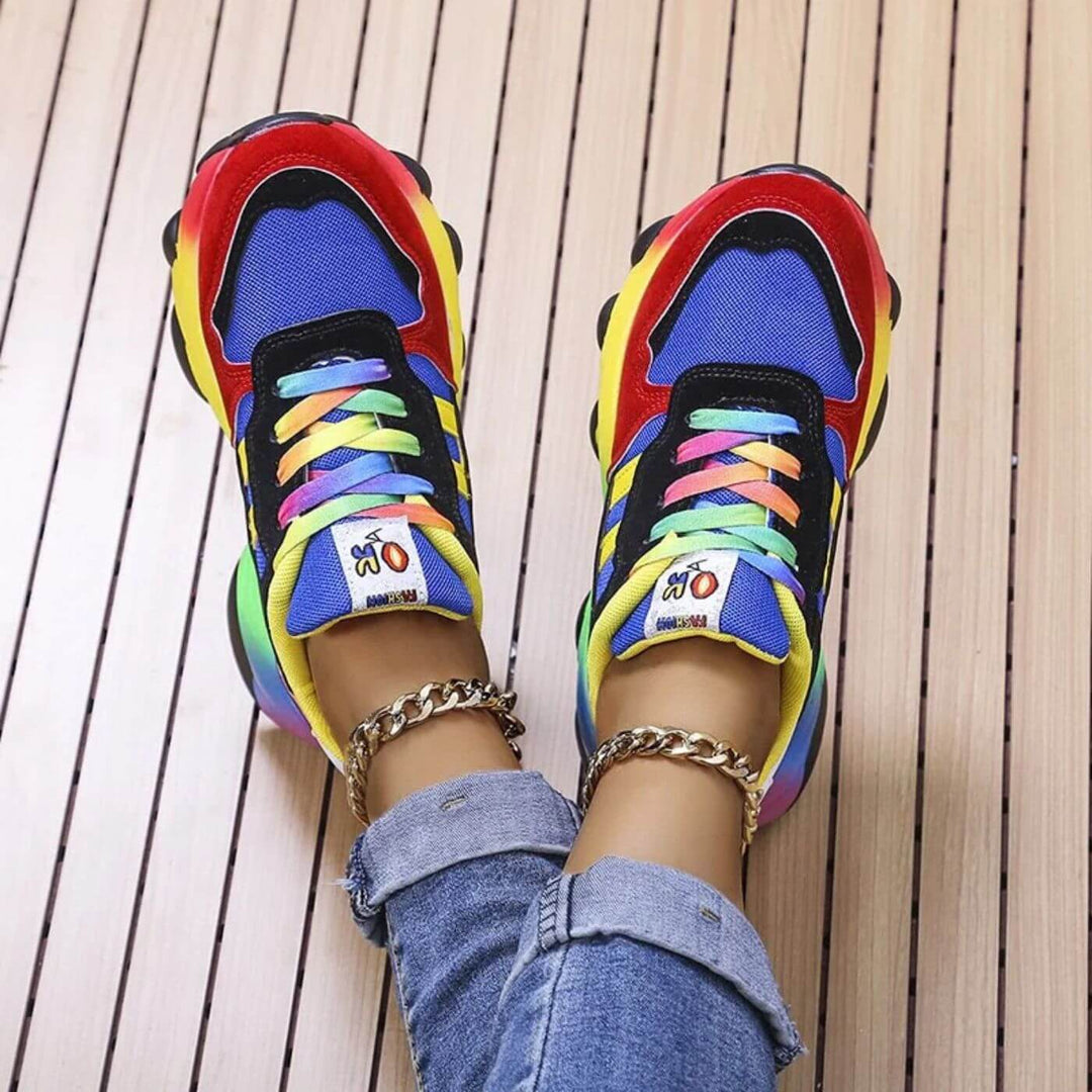 Sneakers For Women |  Lace-Up Multi Color Thick Sole Sneakers