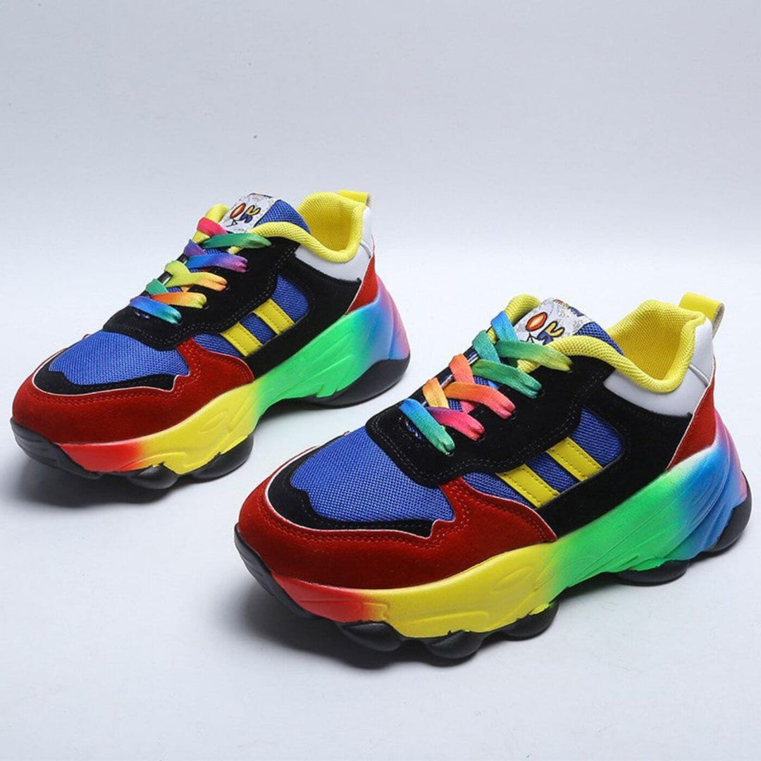Sneakers For Women |  Lace-Up Multi Color Thick Sole Sneakers
