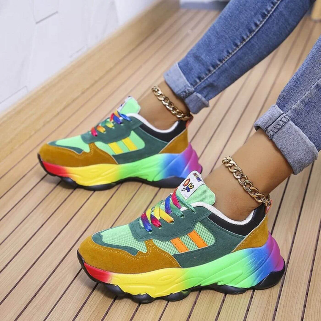 Sneakers For Women |  Lace-Up Multi Color Thick Sole Sneakers