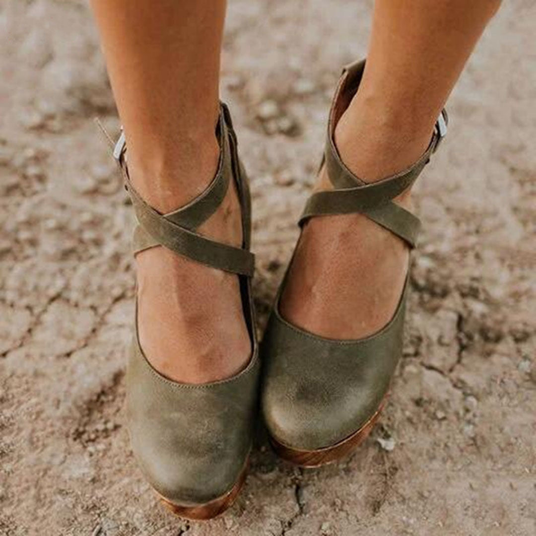 Heels For Women | Platform Closed Toe With Ankle Straps