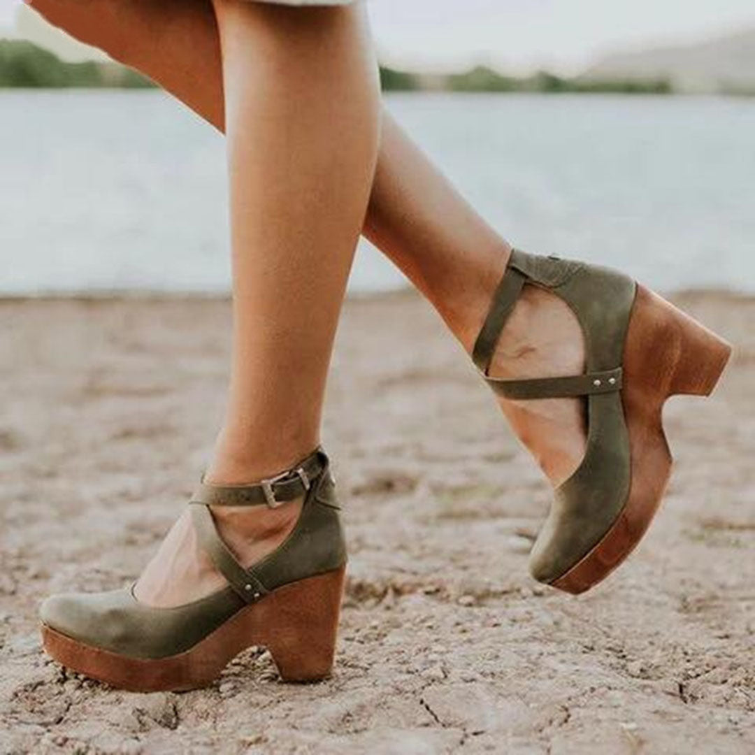 Heels For Women | Platform Closed Toe With Ankle Straps