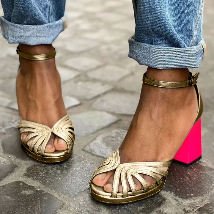 Sandals For Women | Open Toe Ankle Strap Block Heel