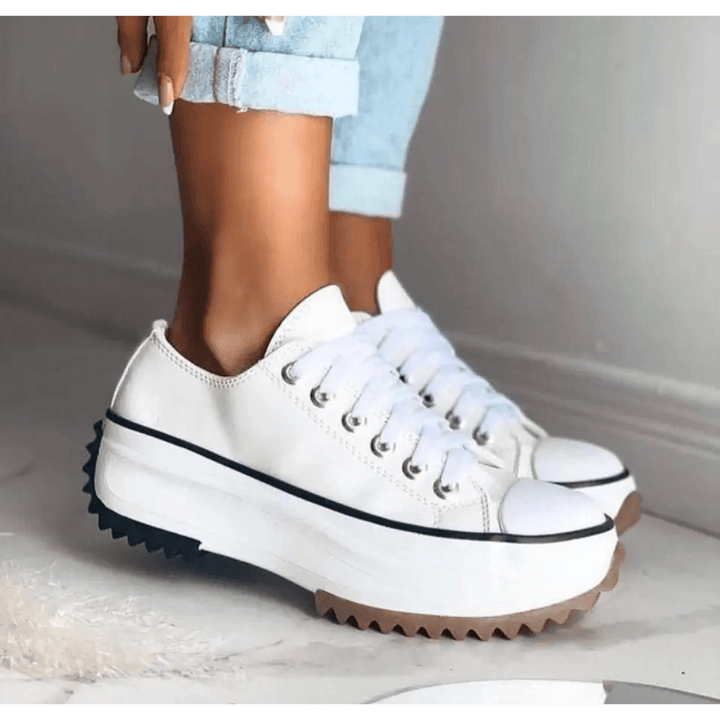 Women’s Platform Canvas Sneakers – Chunky Lace-Up Casual Shoes, Lightweight Streetwear Trainers for Everyday Fashion & Comfort