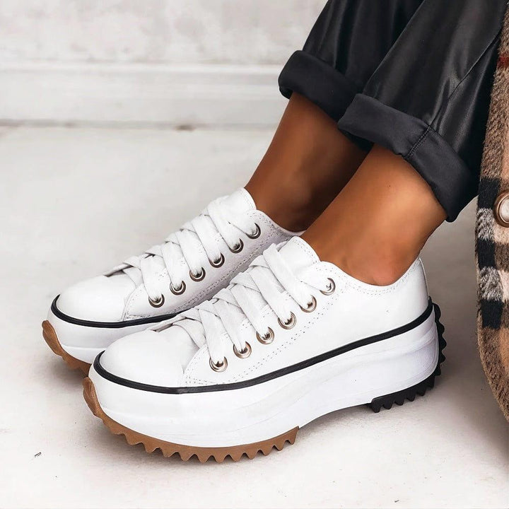 Women’s Platform Canvas Sneakers – Chunky Lace-Up Casual Shoes, Lightweight Streetwear Trainers for Everyday Fashion & Comfort