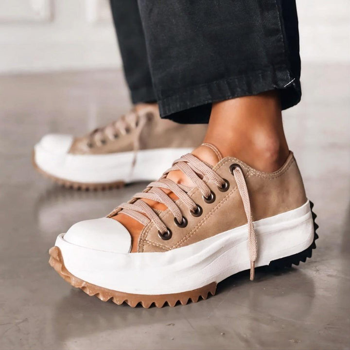 Women’s Platform Canvas Sneakers – Chunky Lace-Up Casual Shoes, Lightweight Streetwear Trainers for Everyday Fashion & Comfort
