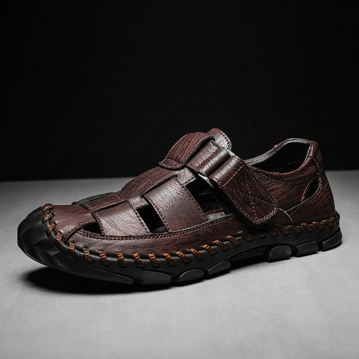 Men’s Closed Toe Fisherman Sandals with Cutout Upper and Hook Strap