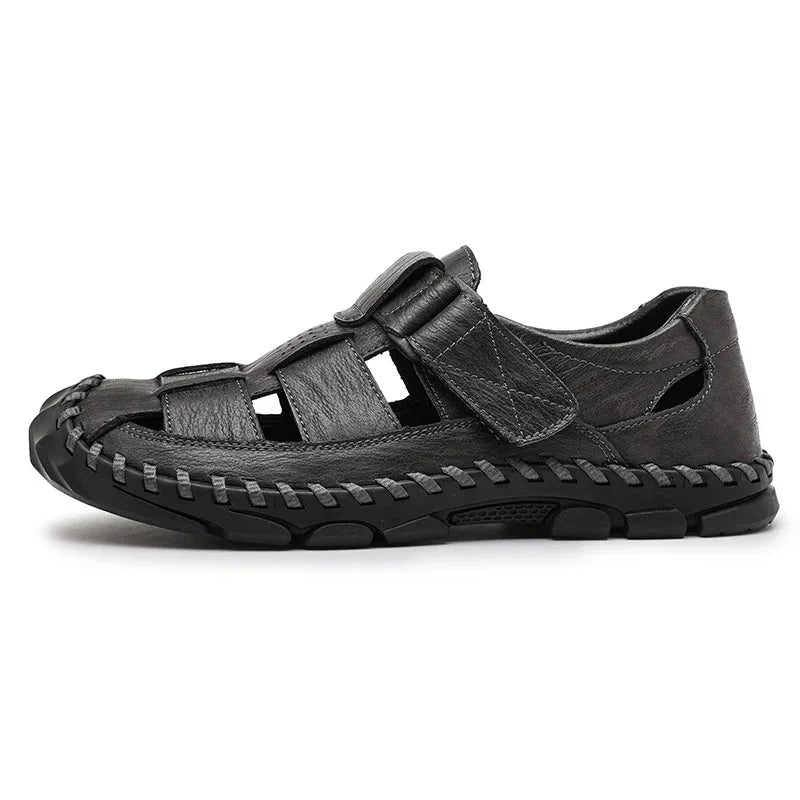 Men’s Closed Toe Fisherman Sandals with Cutout Upper and Hook Strap