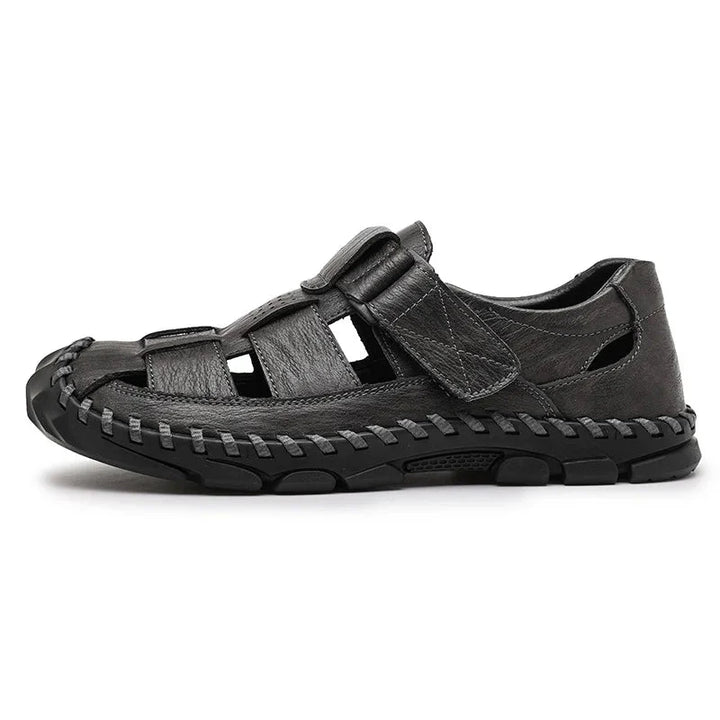 Men’s Closed Toe Fisherman Sandals with Cutout Upper and Hook Strap