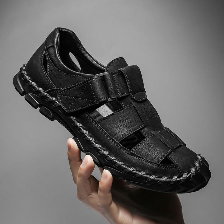 Men’s Closed Toe Fisherman Sandals with Cutout Upper and Hook Strap
