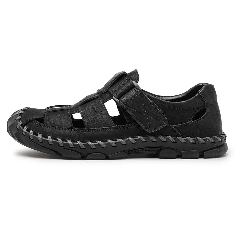Men’s Closed Toe Fisherman Sandals with Cutout Upper and Hook Strap