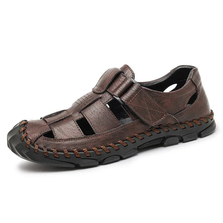 Men’s Closed Toe Fisherman Sandals with Cutout Upper and Hook Strap
