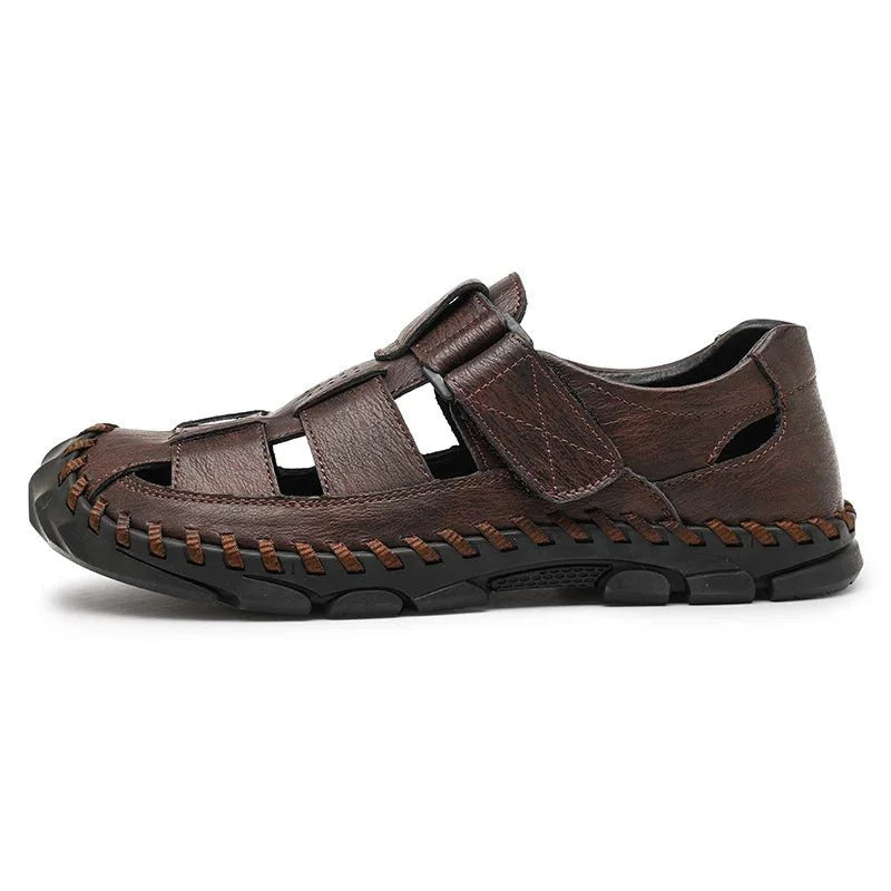 Men’s Closed Toe Fisherman Sandals with Cutout Upper and Hook Strap