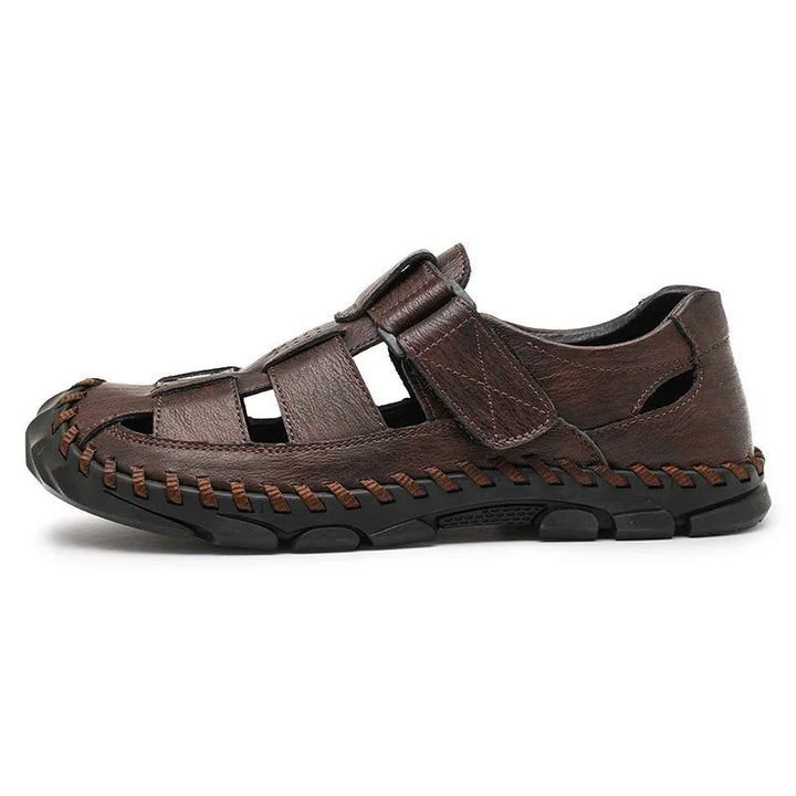Men’s Closed Toe Fisherman Sandals with Cutout Upper and Hook Strap