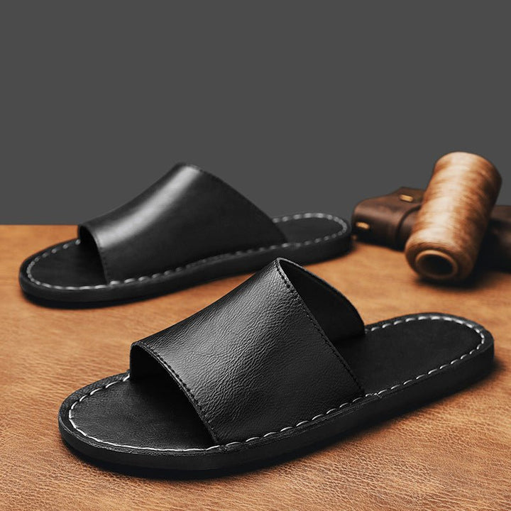 Men’s Open Toe Slip-On Sandals with Wide Strap Upper