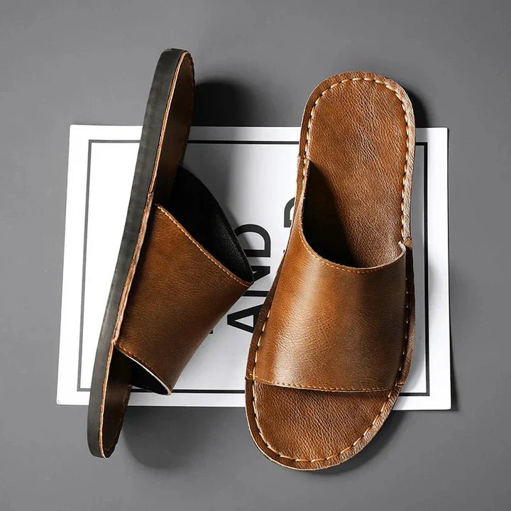 Men’s Open Toe Slip-On Sandals with Wide Strap Upper