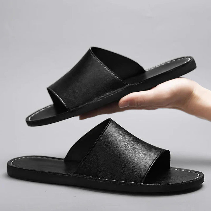 Men’s Open Toe Slip-On Sandals with Wide Strap Upper
