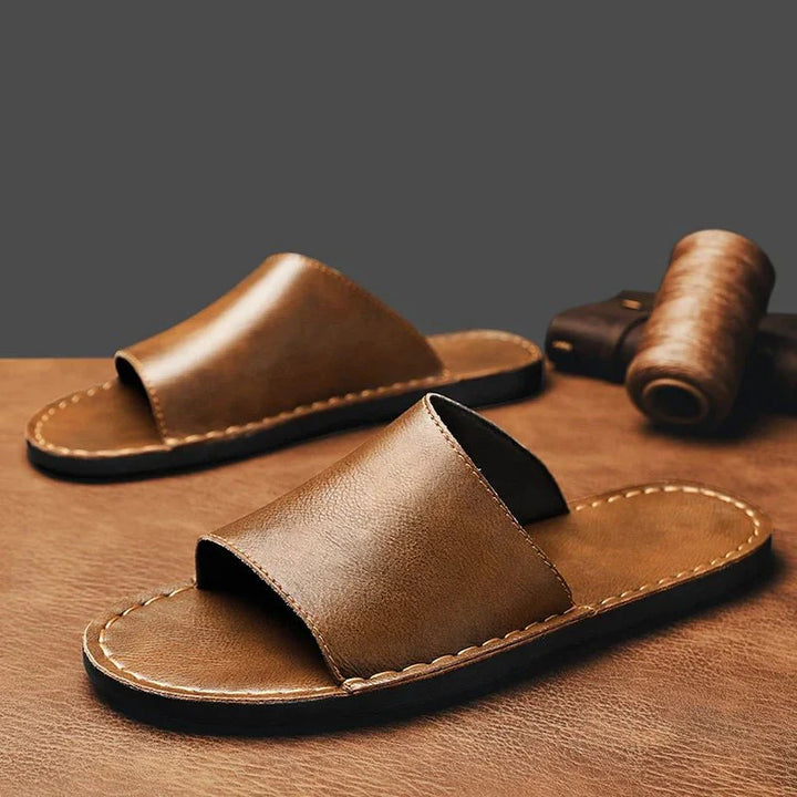 Men’s Open Toe Slip-On Sandals with Wide Strap Upper