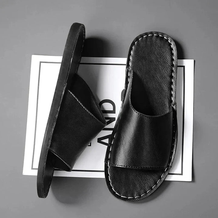 Men’s Open Toe Slip-On Sandals with Wide Strap Upper