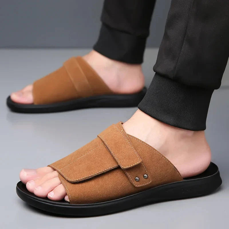 Men’s Single Strap Slide Sandals with Open Toe and Adjustable Strap