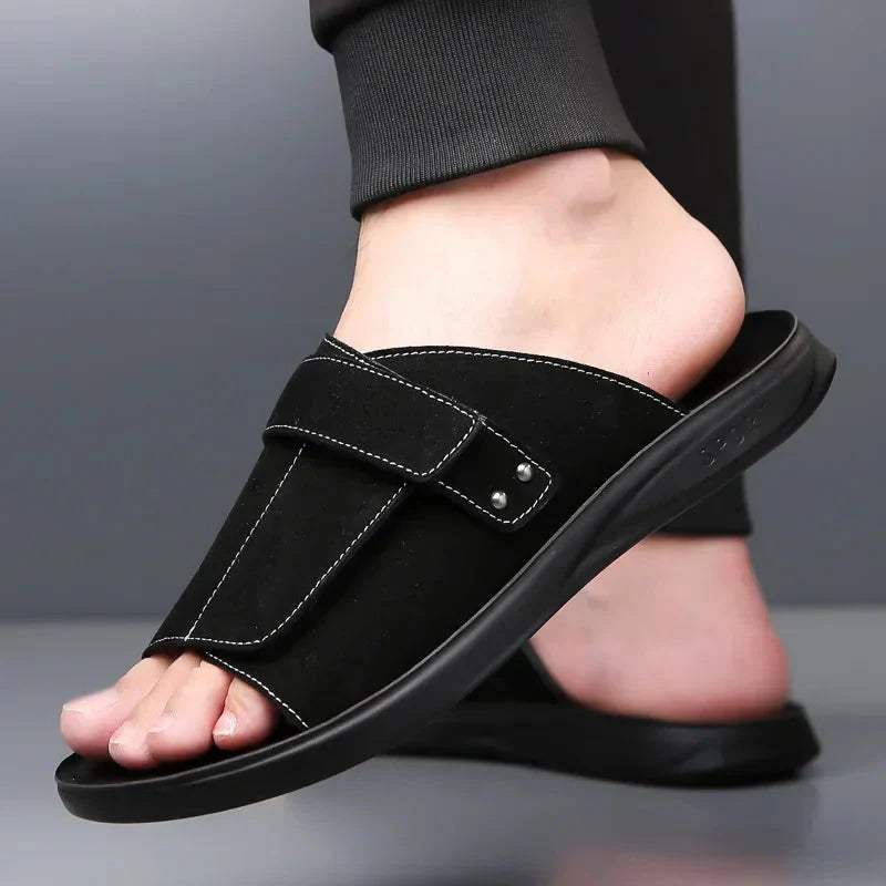 Men’s Single Strap Slide Sandals with Open Toe and Adjustable Strap