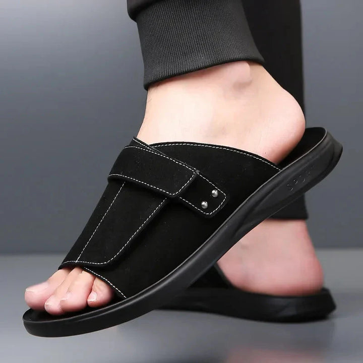 Men’s Single Strap Slide Sandals with Open Toe and Adjustable Strap