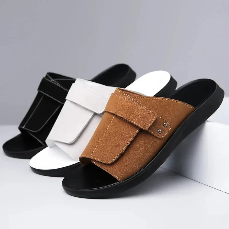 Men’s Single Strap Slide Sandals with Open Toe and Adjustable Strap