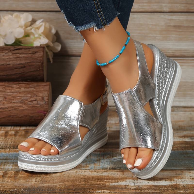 Sandals For Women | Metallic Platform Slingback Design