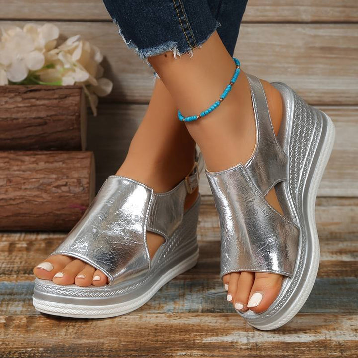 Sandals For Women | Metallic Platform Slingback Design